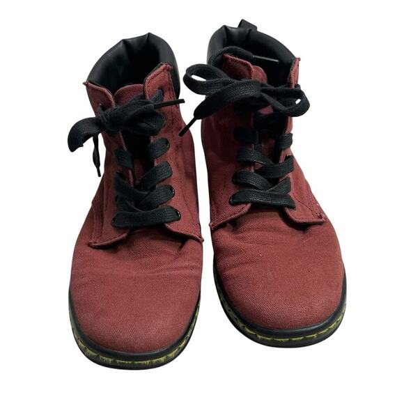 Dr Doc Martens - Maelly Women’s Ankle Boots / Lace Up Booties - Red Canvas - 8 - Picture 3 of 9
